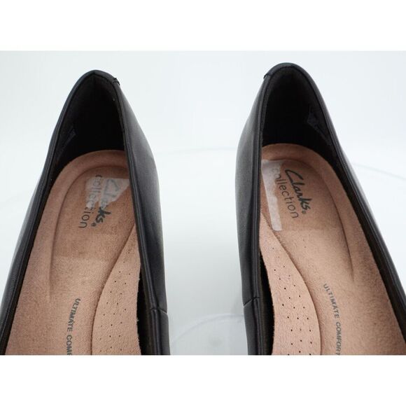 Clarks Kyndall Iris Pump Size 10 Black Leather Slip On Shoes Block Heel Career - Picture 9 of 12